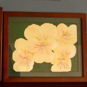 Yellow Pansies.  Purple Pansies by Cuban born Santa Fe artist. Vintage authentic